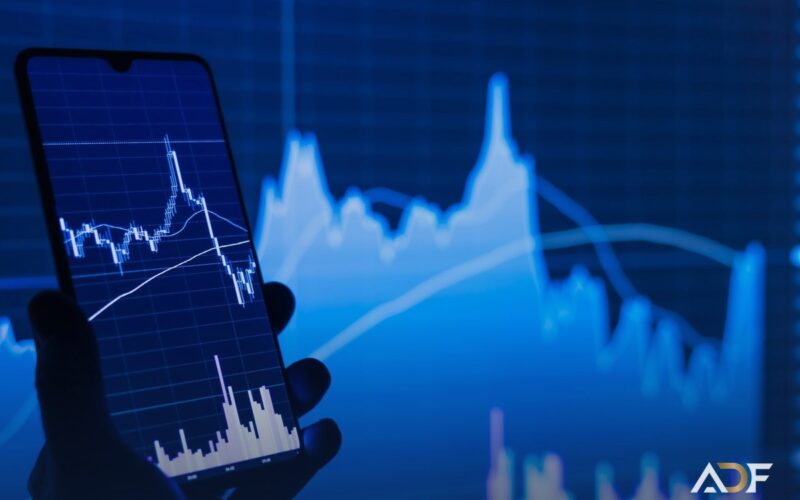 Telemóvel com gráfico de ações, guia para comprar ações na XTB